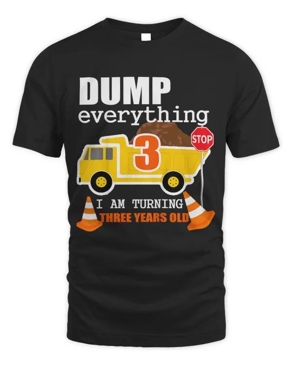 Kids 3rd Truck Theme Birthday Party Gift for Birthday Boy Age 3 T-Shirt