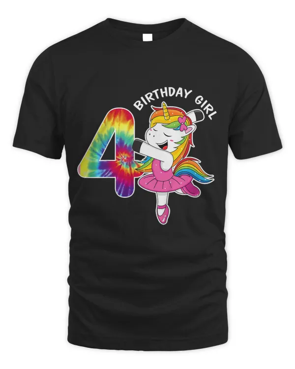 Kids 4th Birthday Unicorn Shirt Gift for Girls Age 4 T-Shirt