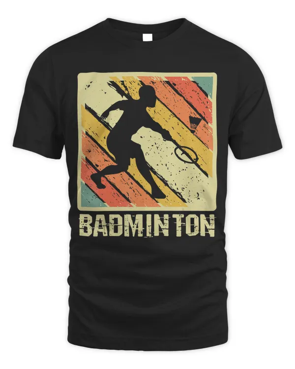 Retro Badminton Player  Sport T-Shirt  Men Women Kids