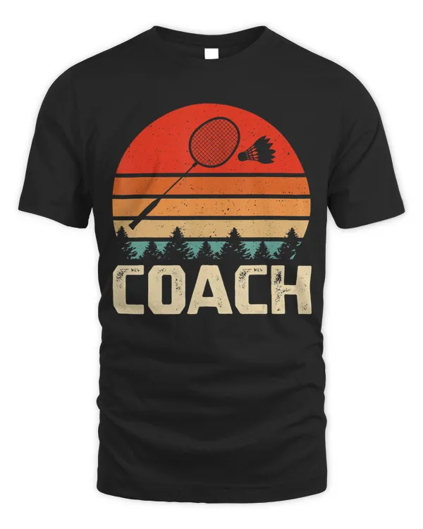 Retro Badminton Racket Shuttlecock Badminton Coach Gift T-Shirt