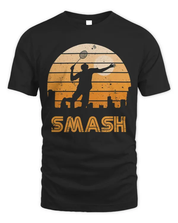 Retro Sunset Badminton Smash T-Shirt