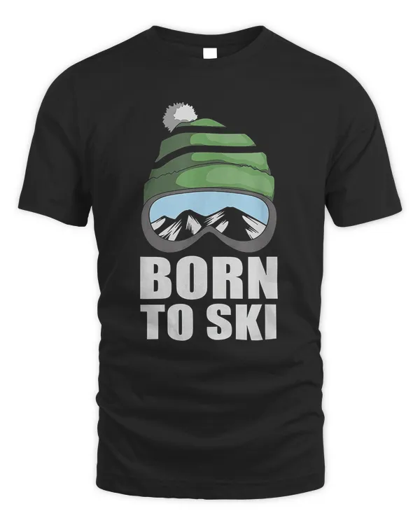 Cool Retro Skier Graphic Born To Ski T Shirt