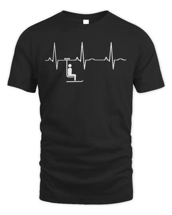 Funny Skier Graphic Ski Lover Heartbeat T Shirt