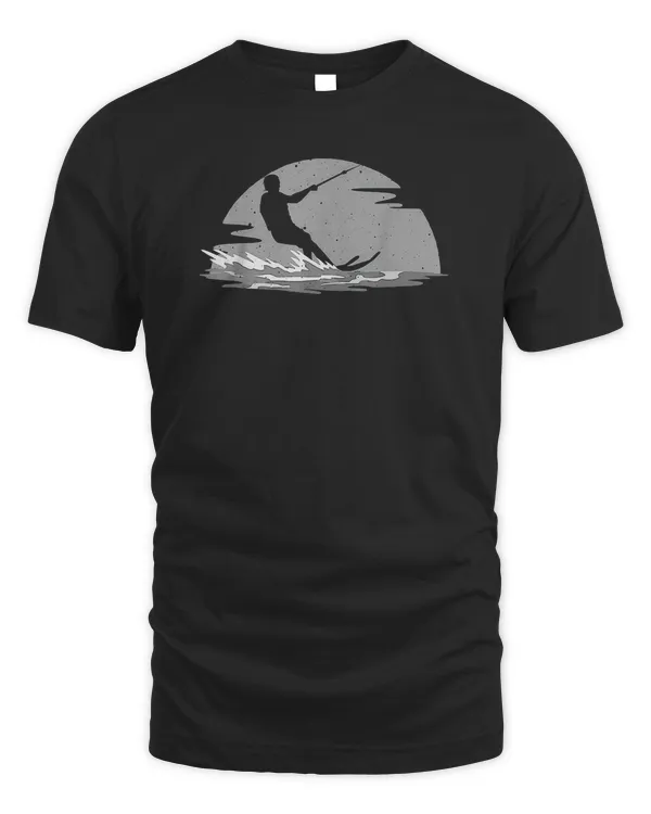 Funny Water Skiing Art For Men Women Wakeboarding Lovers T Shirt