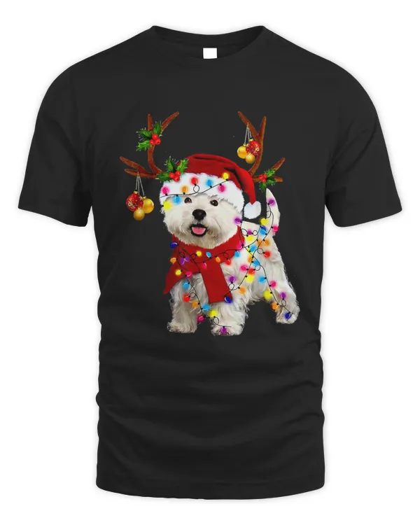 Dog Chrismas Santa westie dog gorgeous reindeer Light Christmas