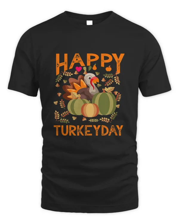 Happy Turkey Day Thanksgiving Funny Turkey Face T-Shirt