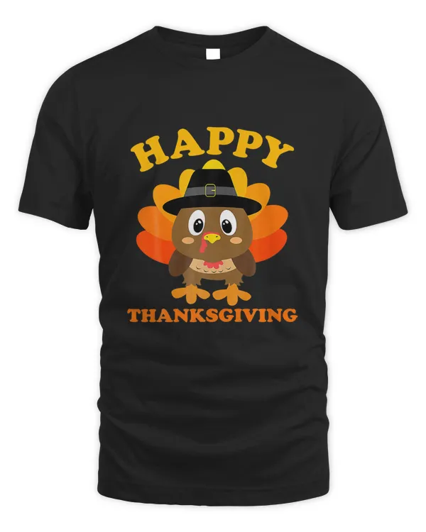 Happy-Thanksgiving for Boys Girls Kids-Pilgrim Turkey Premium T-Shirt