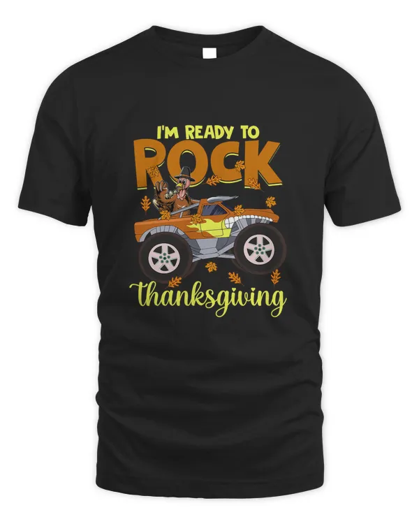 Funny Thanksgiving Turkey Day Riding Truck Kids Boys Girls T-Shirt