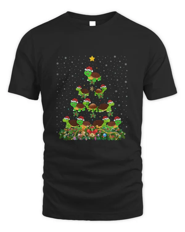 Funny Tortoise Lover Xmas Santa Tortoise Christmas Tree Premium T-Shirt