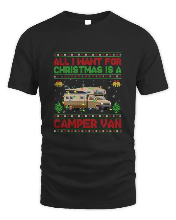 Funny Ugly All I Want For Christmas Is A Camper Van T-Shirt