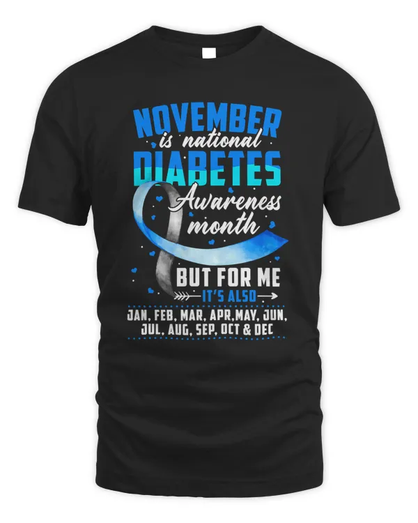 Diabetes November is Diabetes Awareness Month Blue and Gray Ribbon 33