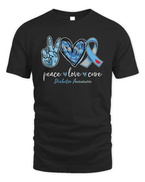Diabetes Peace Love Cure Blue Ribbon Diabetes Awareness Month 170