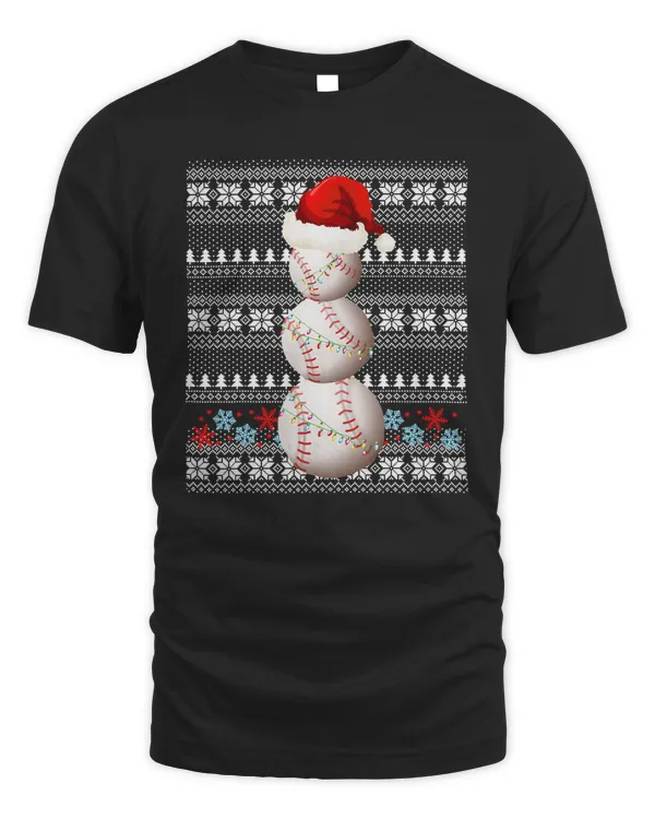 Baseball Baseball Snowman Family Group Ugly Christmas Baseball 10