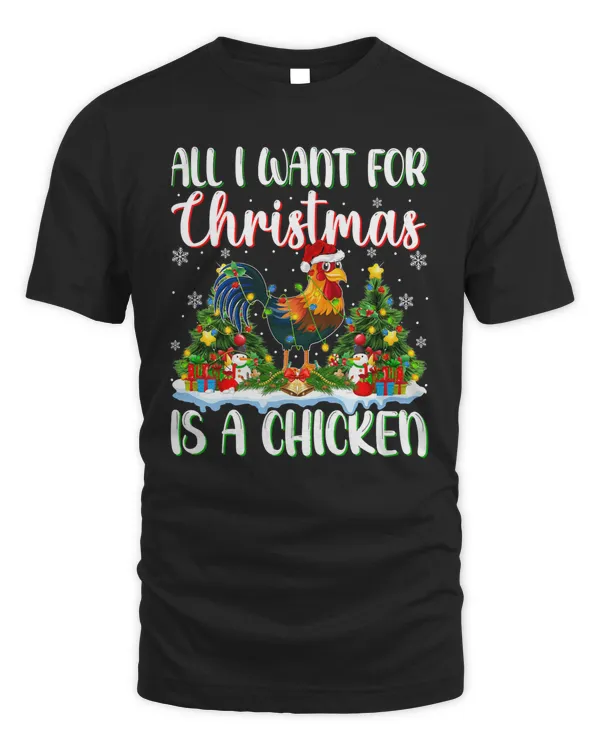 Chicken Xmas Lighting Santa All I Want For Christmas Is A Chicken 50