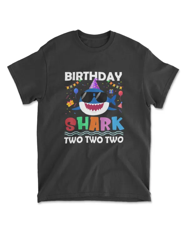 2nd Birthday Boy Shark Matching Party Gifts for Kids Shirt