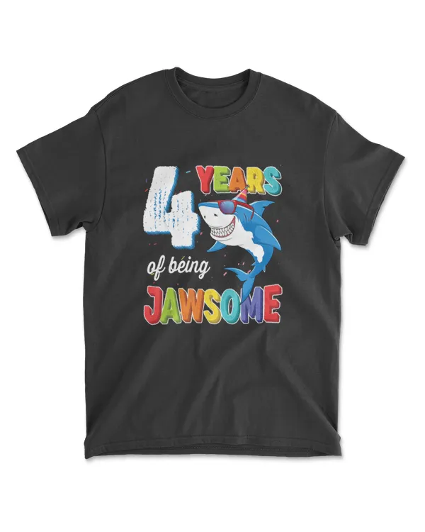 4 Years Old Shirt Toddler Gift JawSome 4th Birthday Shark T-Shirt