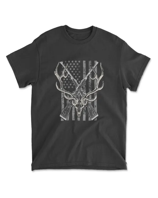 American Flag Deer Hunting T shirt Men USA Vintage Tee Gifts T-Shirt