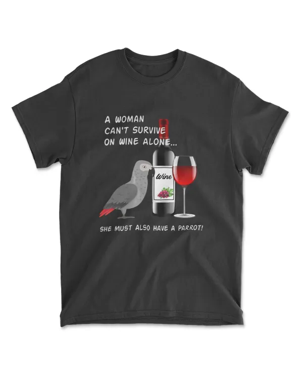 African Grey Parrot Wine Loving Drinking T-shirt for women