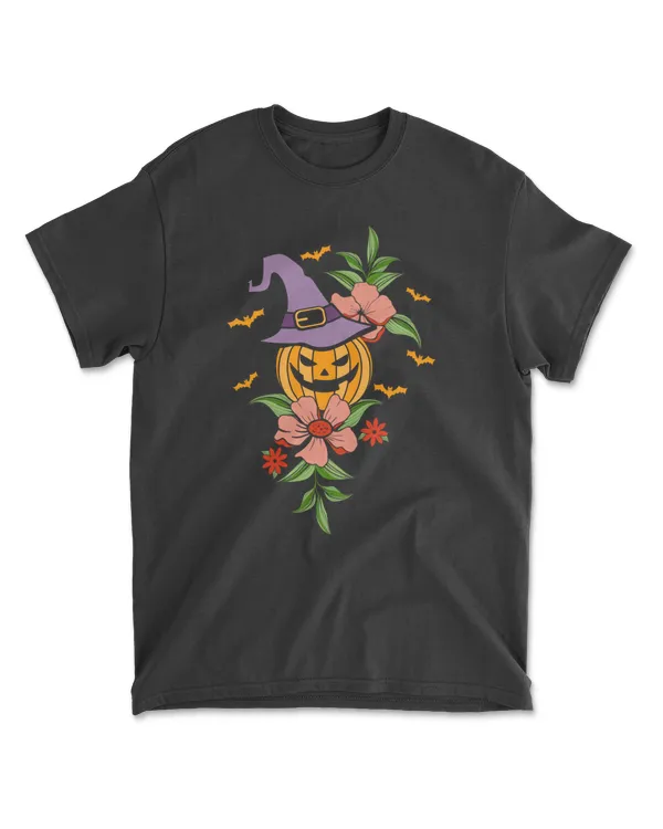 Pumpkin Floral Halloween Witch Hat