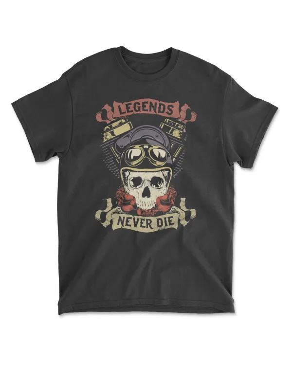 Skull Legends Never Die Skull Motorcycle Gift Biker Throttle