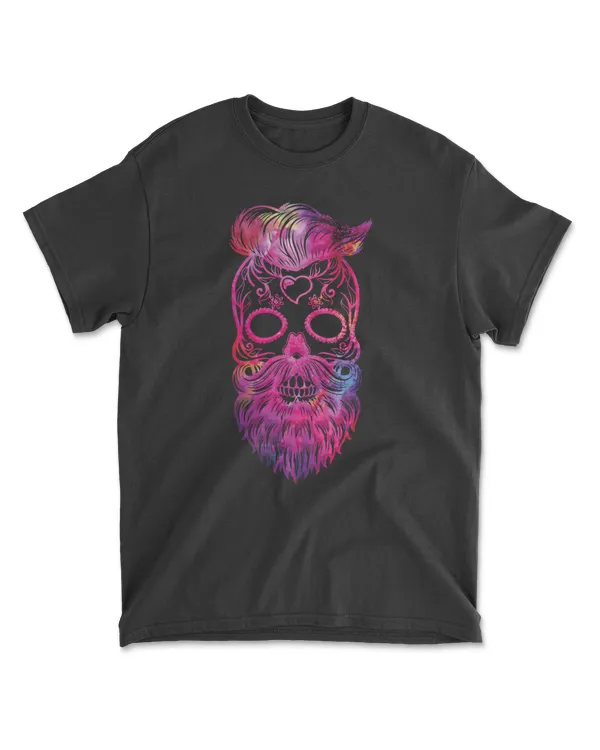 Skull Neon Beard Skull Day Of The Dead