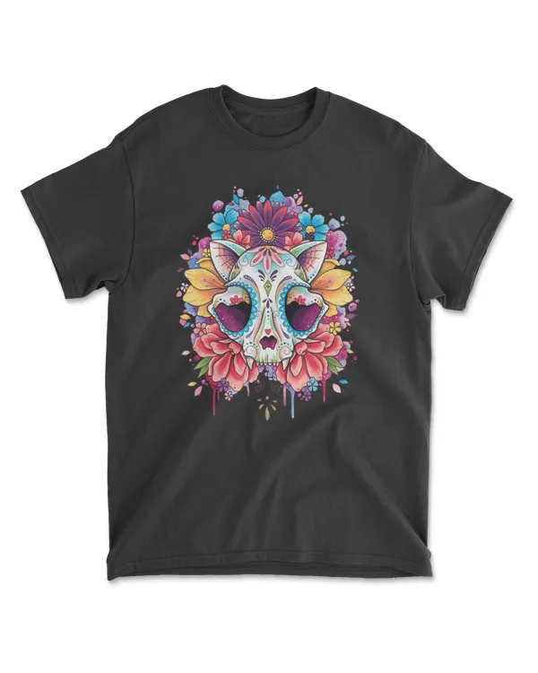 Skull Sugar Cat Skull watercolor design