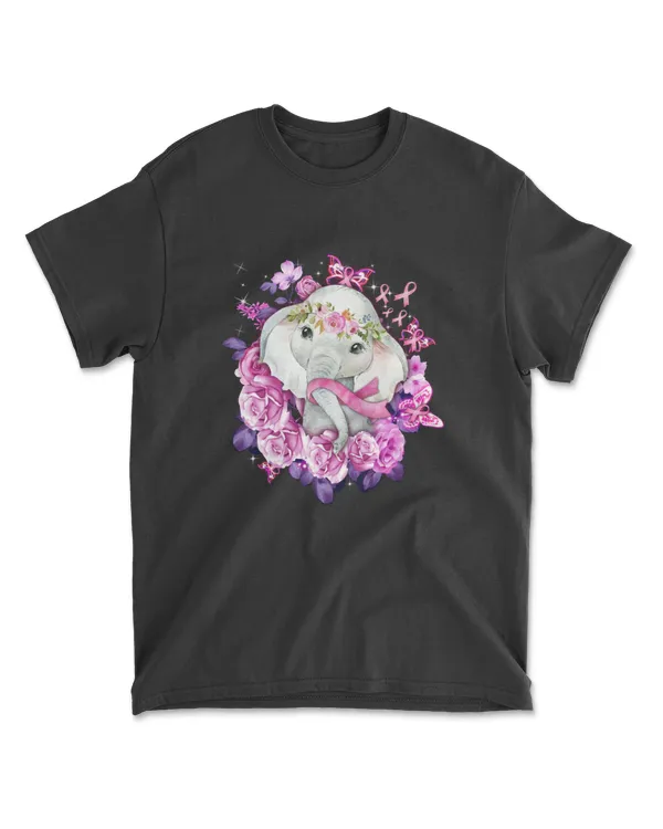 Breast Cancer Elephant Pink Butterfly Flower Cancer Survivor