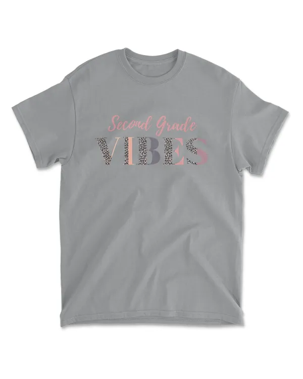 Second Grade Vibes Leopard Print Funny Back to School T-Shirt