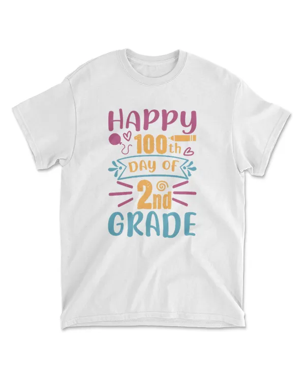 Happy 100th Day Of 2nd Grade 100 Days School T-Shirt