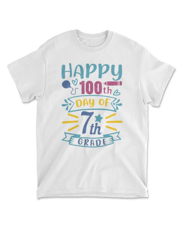 Happy 100th Day Of 7th Grade 100 Days School T-Shirt