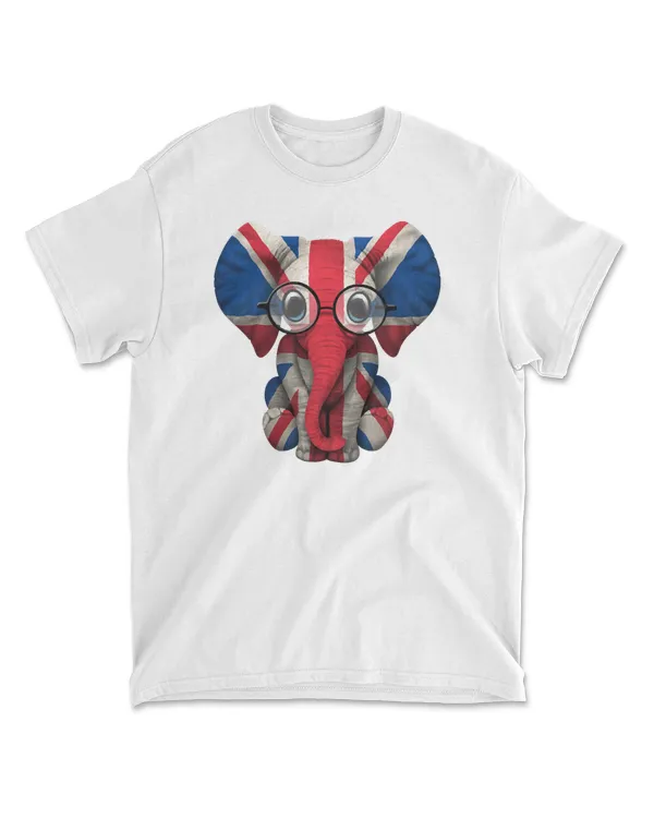 Elephant Baby Elephant with Glasses and Union Jack British Flag 129 Elephant lovers