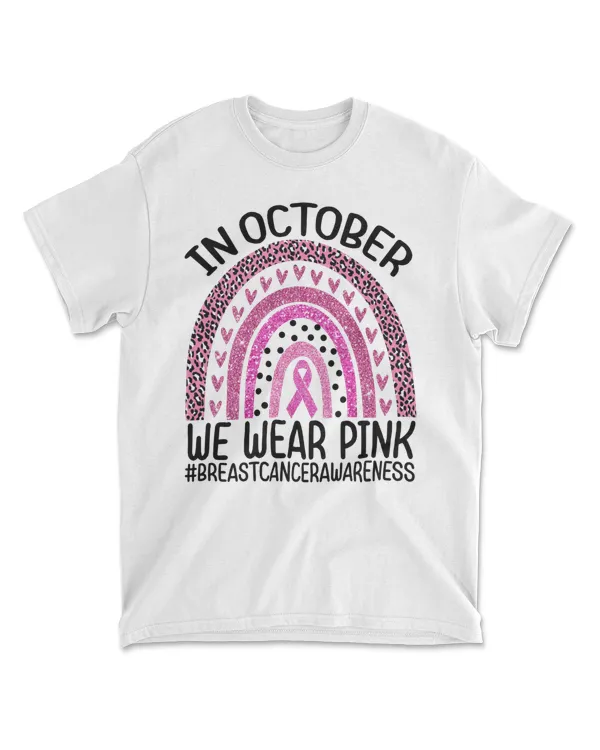 In October We Wear Pink Leopard Breast Cancer Awareness