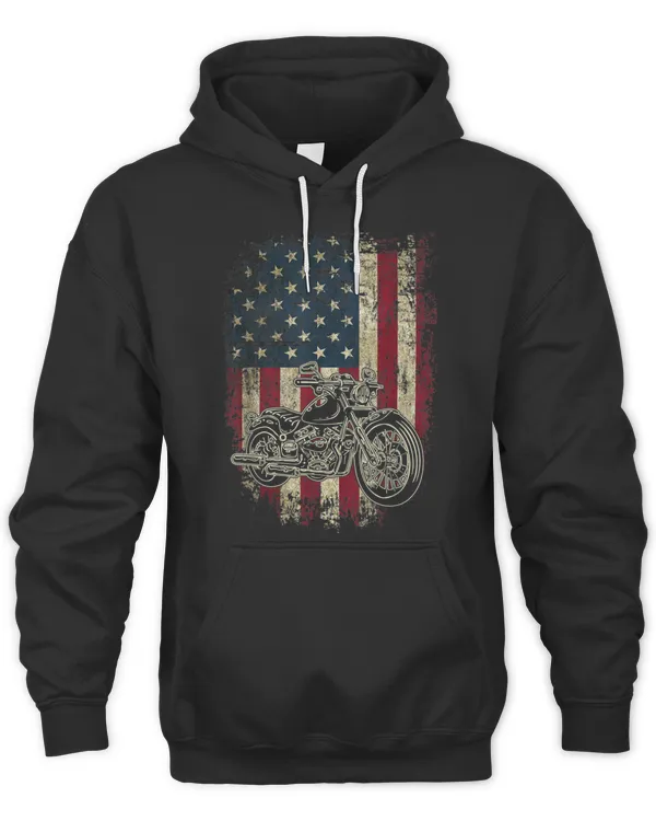 Mens Vintage USA American Flag Pride Motorcycle Rider Patriotic T-Shirt