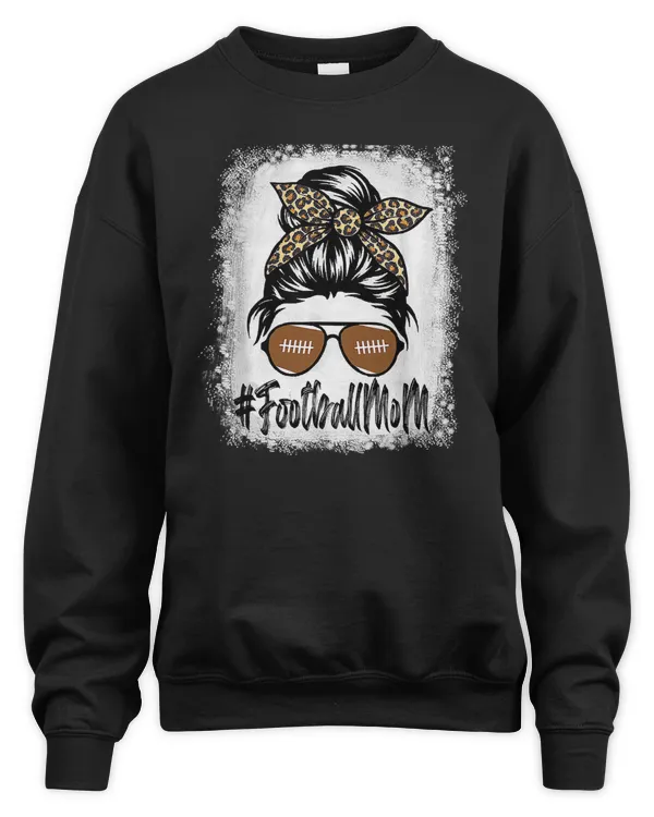 Football Bleached Football Mom Life With Leopard and Messy Bun Player 127 Football player