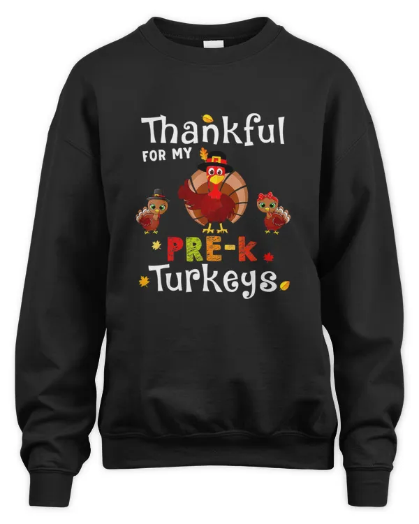 Thankful For My Pre-K Turkeys Gift Thanksgiving Teacher Cool T-Shirt