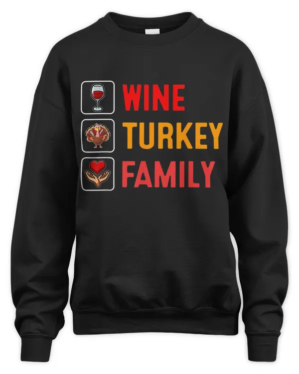 WTF Wine Turkey Family Thanksgiving Men Women T-Shirt