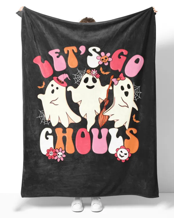 Go Ghouls Halloween Ghost Outfit Costume Retro Groovy Blanket