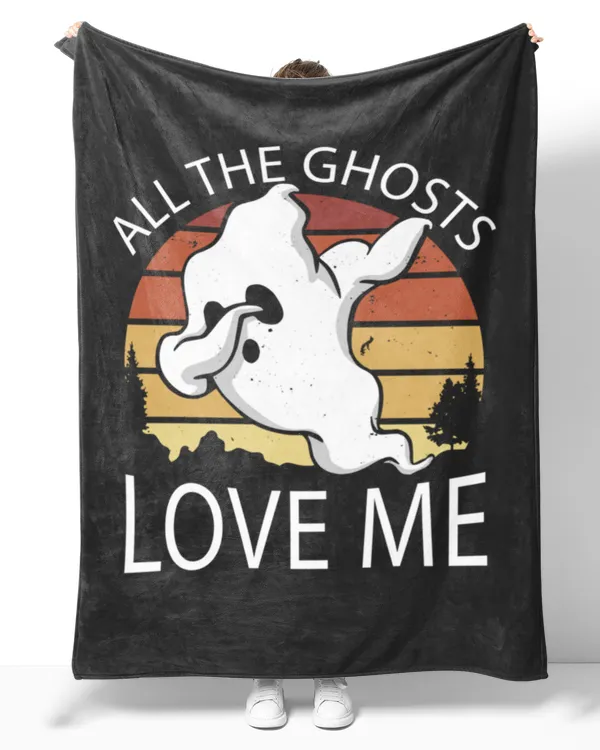 All The Ghosts Love Me Funny Sunset Dabbing Halloween Ghost Tanktop Hoodies