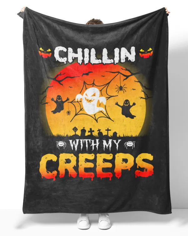Ghost Chillin With My Creeps Halloween Costume Long Sleeve T-Shirt