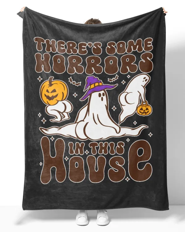 There's Some Horrors In This House Ghost Pumpkin Halloween Long Sleeve T-Shirt Hoodies Tank Top
