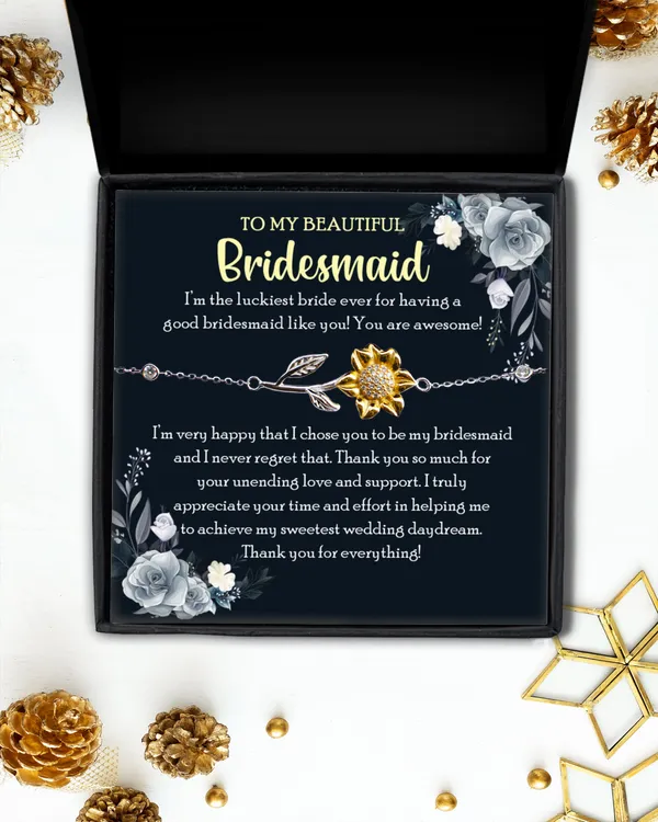 Bridesmaid Gifts, Sunflower Bracelet Gift for Bridesmaid, Bridesmaid Jewelry from Bride, Best friend Bridesmaids Bracelet Gift