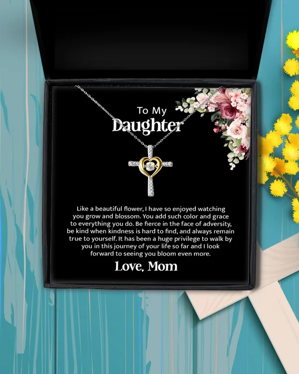 To my daughter Like a beautiful Flower Cross Necklace unique Gifts for daughters