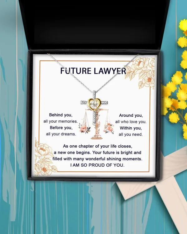 Law Student Women Cross Necklace, Necklace To Say So Proud of You for Future Lawyer, Lawyer To Be Jewelry, Law Student Grad Gift Ideas.