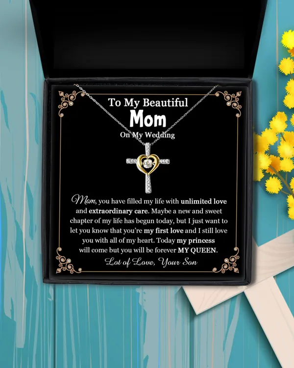 Mother of The Groom Jewelry Gift from Groom, To My Mom on My Wedding Day Crown Necklace, Wedding Gift for Mom from Son