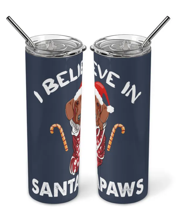 I Believe In Santa Paws Skinny Tumbler