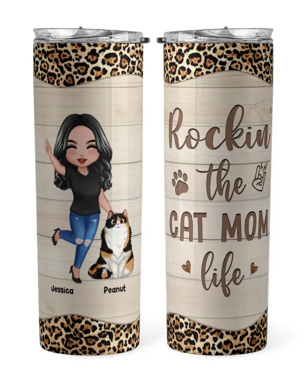 Rockin‘ Cat Mom Life Personalized Multi-Use Tumbler