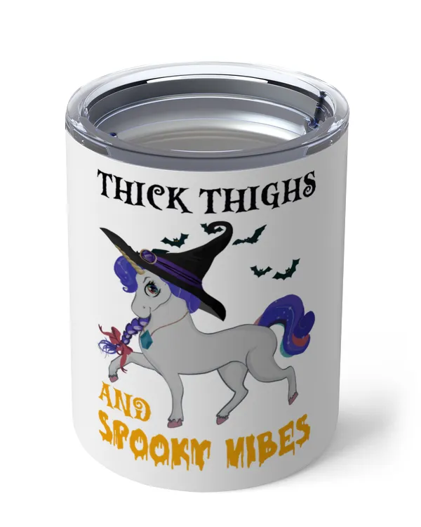 Unicorns Thick Thighs And Spooky Vibes Insulated Mug, black bats