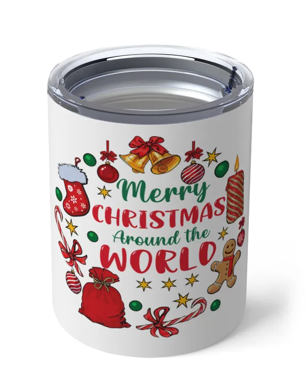Epcot International Festival Of The Holidays 2022 Family Insulated Mug, Christmas bells gift box candles Stick shaped candy