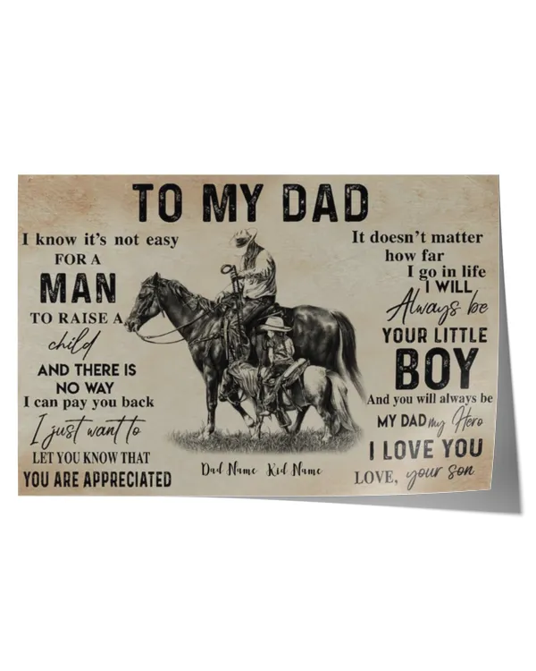 Horse Custom Poster You Will Always Be My Dad My Hero Father's Day Personalized Gift, Father's Day Gift, Gift For Dad