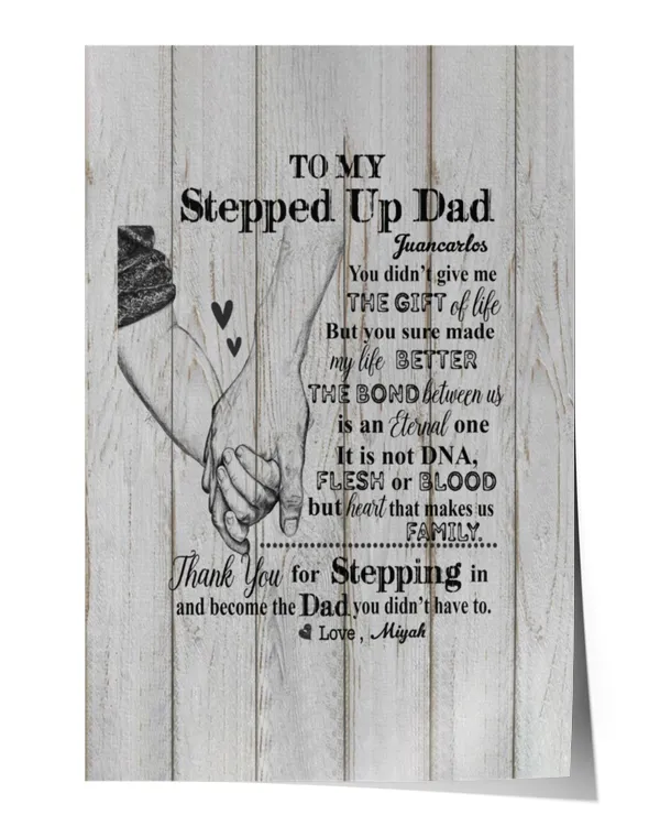 Personalized Stepped Up Dad Poster, Happy Father's Day Poster, Best Gift for Step Dad, Custom Name Personalized Stepdad Poster